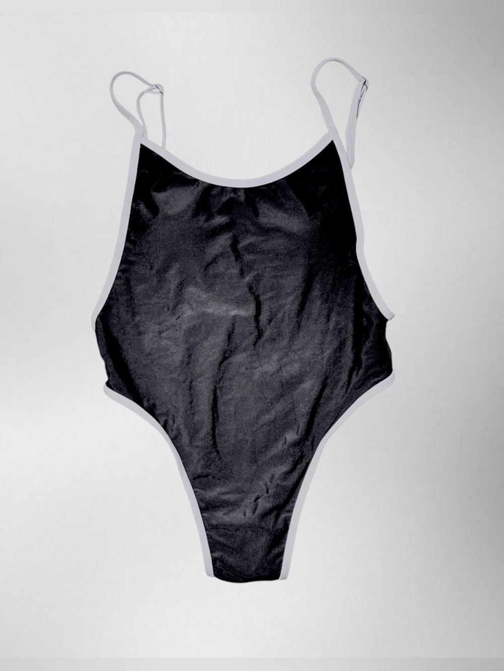 Zaful Black One-Piece Swimsuit with White Trim Accents